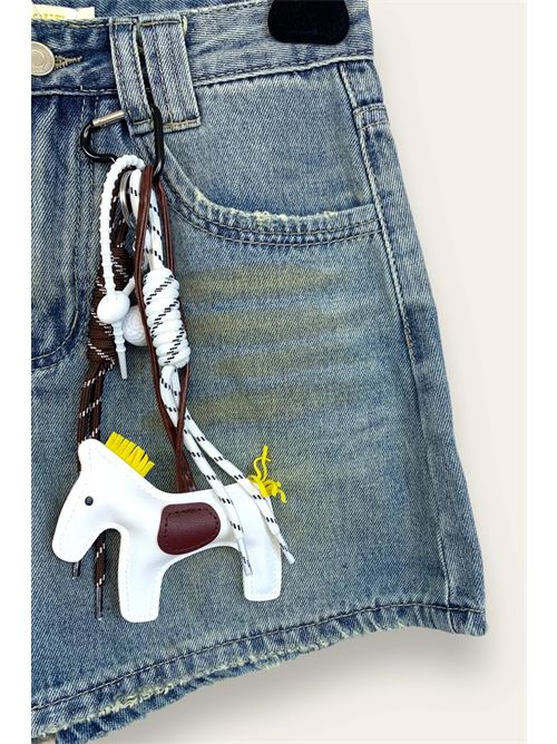 Short effetto vintage con portachiavi LOVEme | MN-12642/Blue Jeans